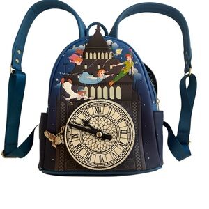 Disney Loungefly Peter Pan Big Ben Clock Mini Backpack Pixie Dust Print